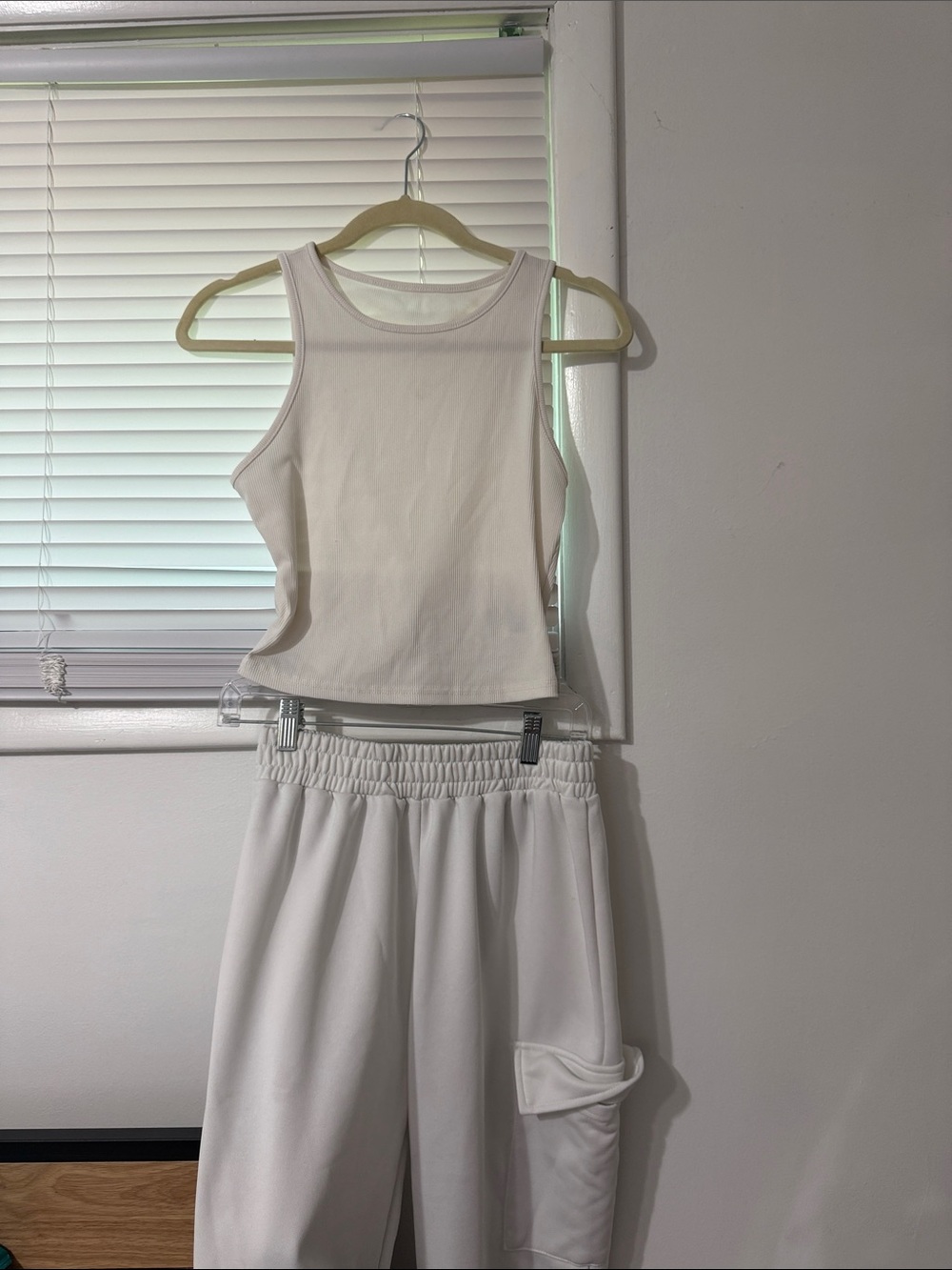 SHEIN Cream Cargo Lounge Shorts & Tank Set